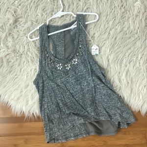small abercrombie grey tank top with silver jewels